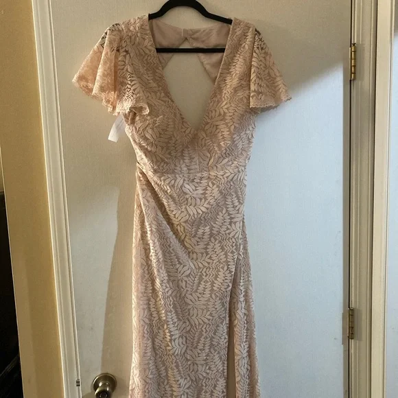 NWT Anthropologie Fame and Partners Sz 12 Blush Lace gown prom formal - Picture 4 of 7